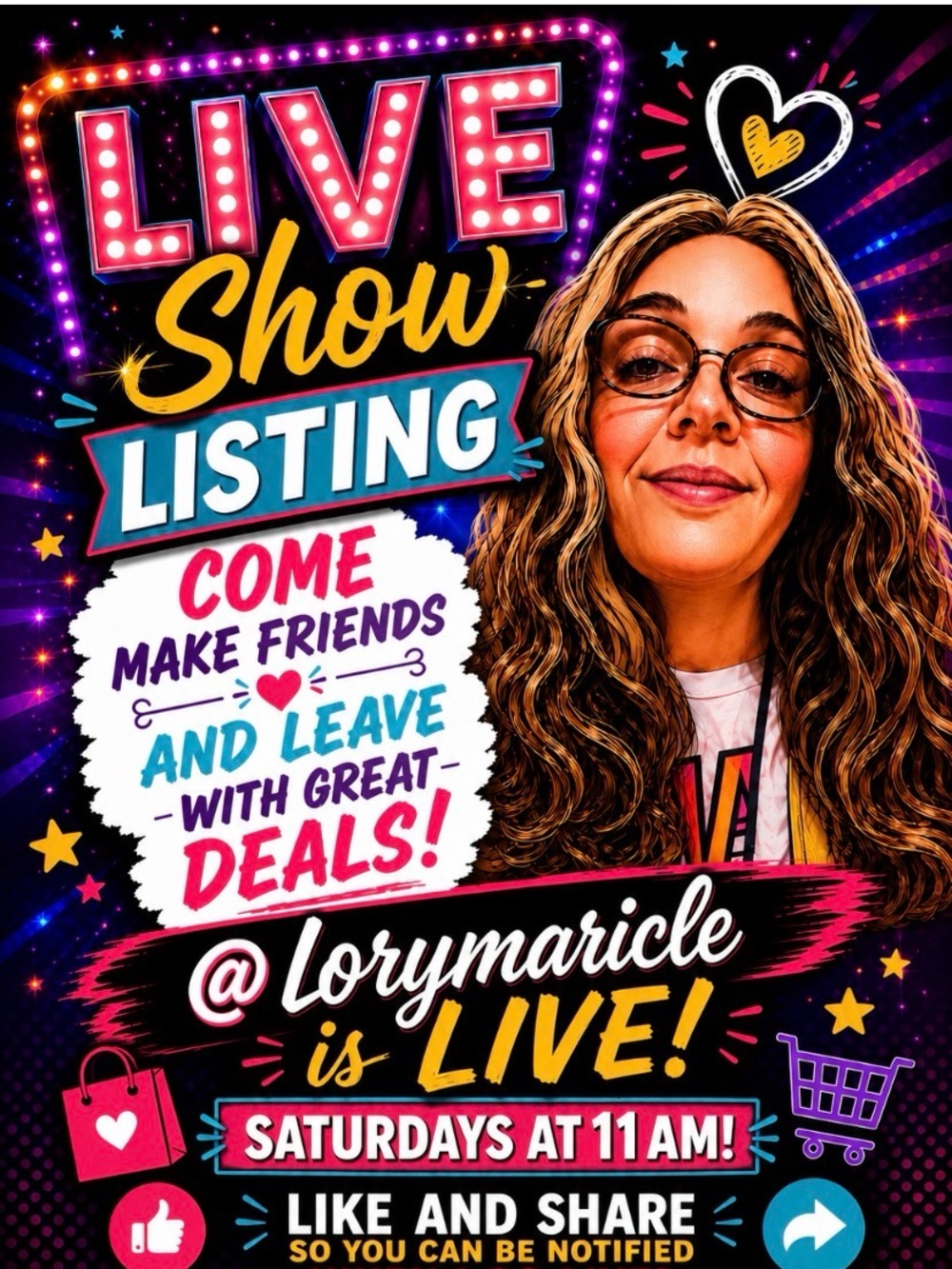 Live Show Listing Poster - Bright Multi-Color Party Sign
